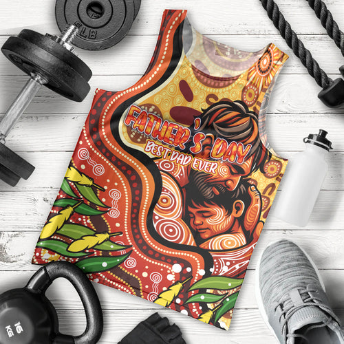 Custom Father's Day Australia Men Tank Top Best Dad Ever Aboriginal Art