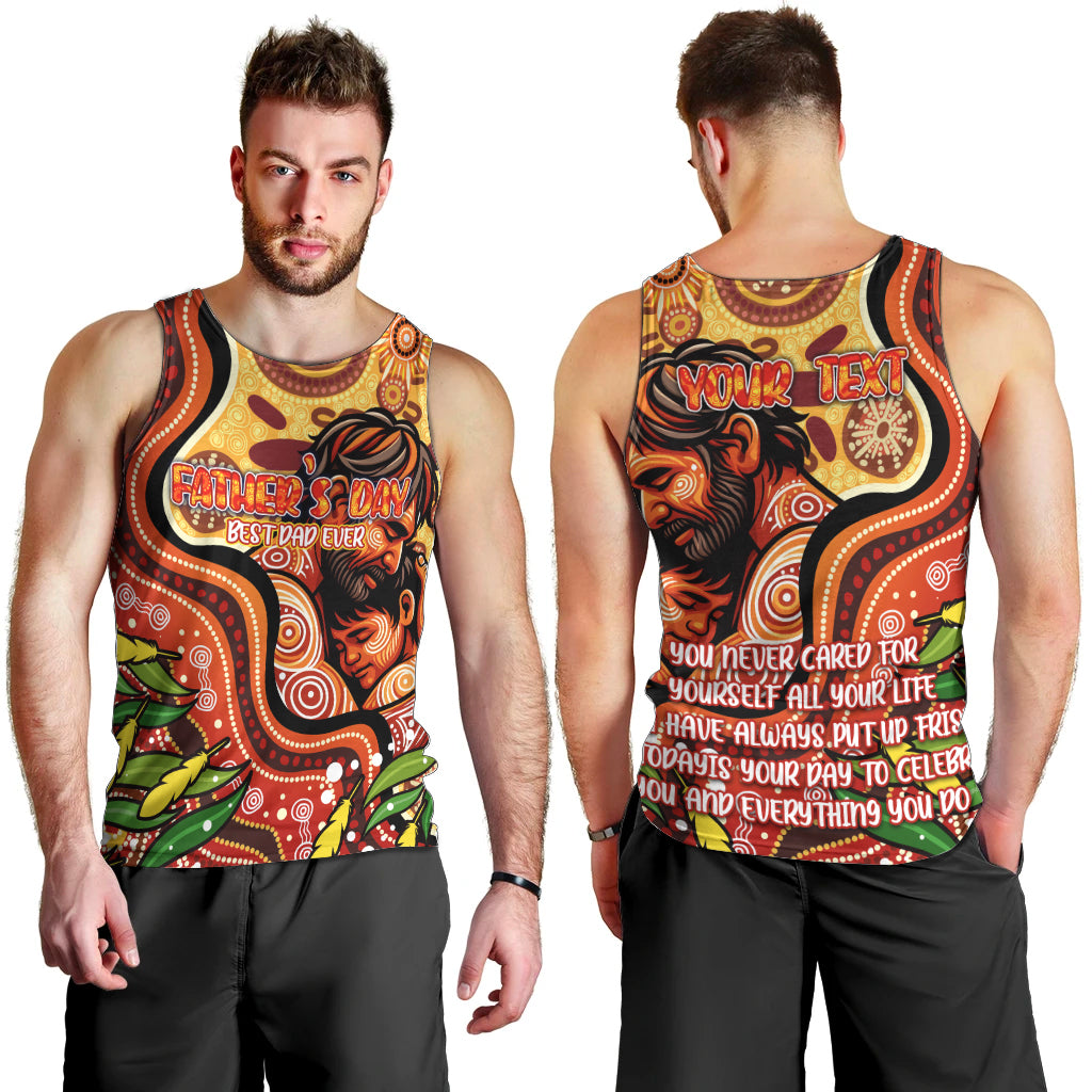 Custom Father's Day Australia Men Tank Top Best Dad Ever Aboriginal Art