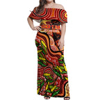 Custom Father's Day Australia Off Shoulder Maxi Dress Best Dad Ever Aboriginal Art