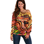 Custom Father's Day Australia Off Shoulder Sweater Best Dad Ever Aboriginal Art