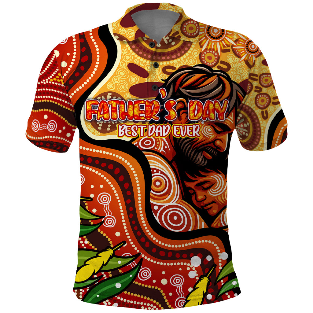 Custom Father's Day Australia Polo Shirt Best Dad Ever Aboriginal Art