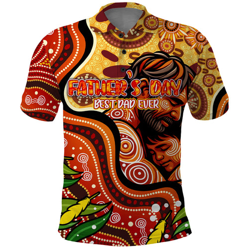 Custom Father's Day Australia Polo Shirt Best Dad Ever Aboriginal Art