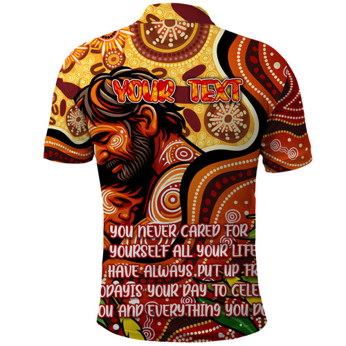 Custom Father's Day Australia Polo Shirt Best Dad Ever Aboriginal Art