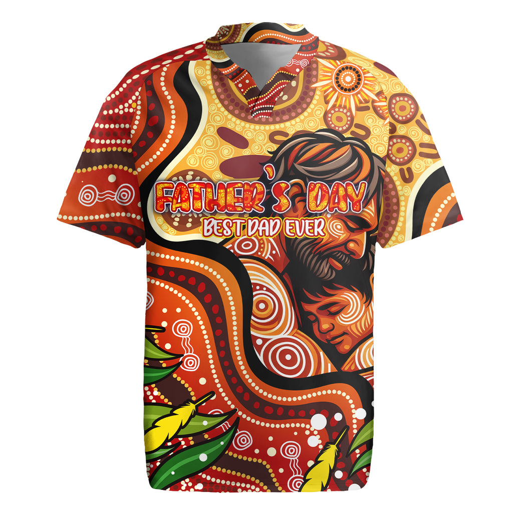 Custom Father's Day Australia Rugby Jersey Best Dad Ever Aboriginal Art