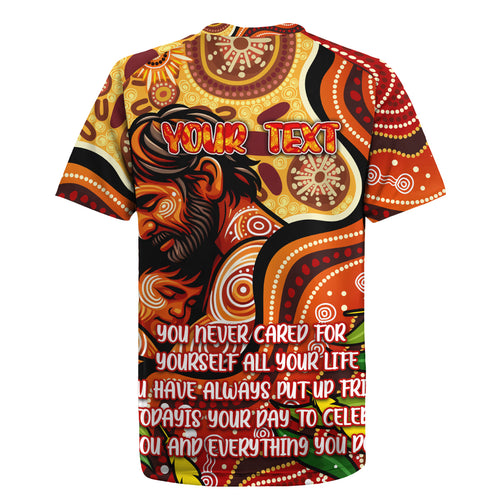 Custom Father's Day Australia Rugby Jersey Best Dad Ever Aboriginal Art