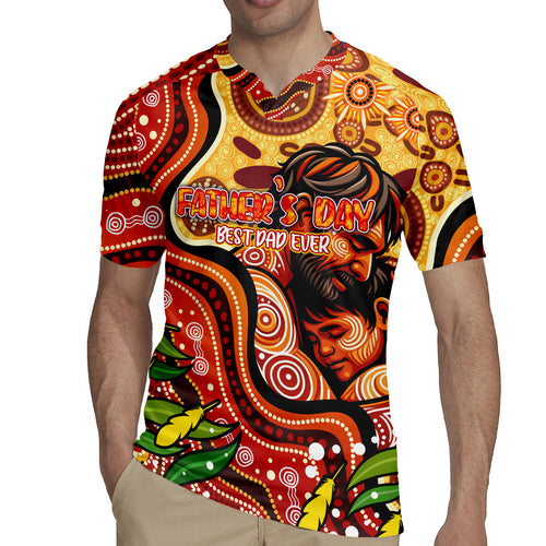 Custom Father's Day Australia Rugby Jersey Best Dad Ever Aboriginal Art