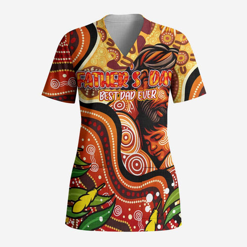 Custom Father's Day Australia Scrub Top Best Dad Ever Aboriginal Art - Aussie Hoodie