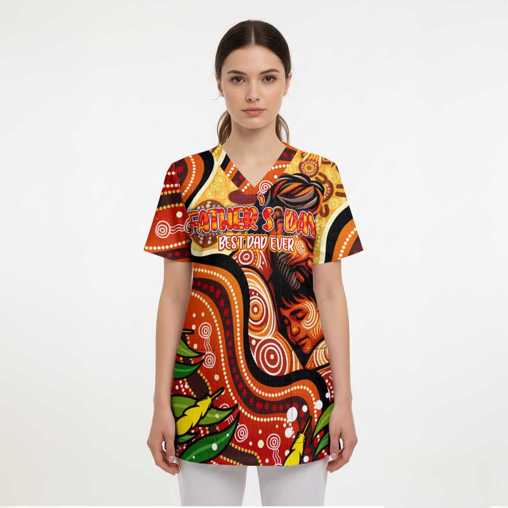 Custom Father's Day Australia Scrub Top Best Dad Ever Aboriginal Art - Aussie Hoodie