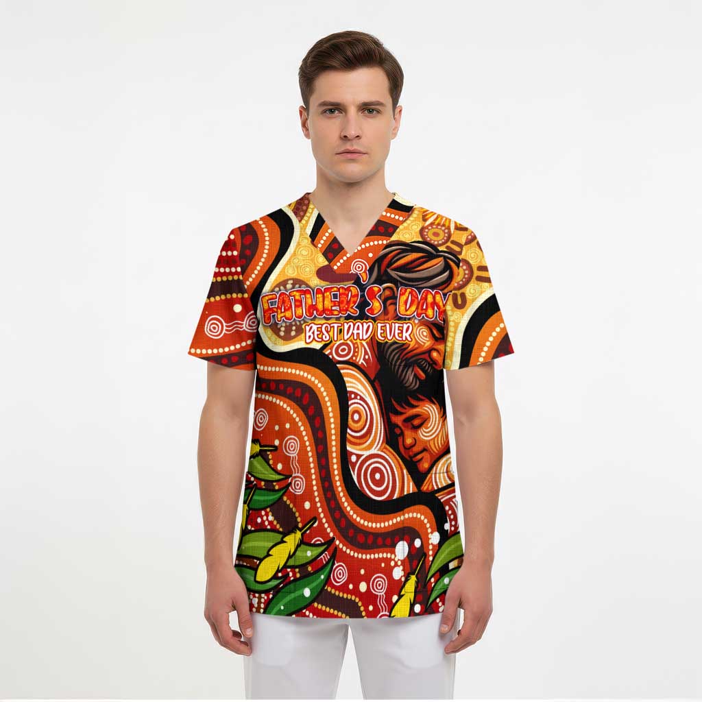 Custom Father's Day Australia Scrub Top Best Dad Ever Aboriginal Art - Aussie Hoodie