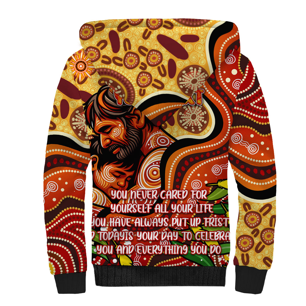 Custom Father's Day Australia Sherpa Hoodie Best Dad Ever Aboriginal Art