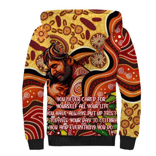 Custom Father's Day Australia Sherpa Hoodie Best Dad Ever Aboriginal Art