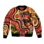 Custom Father's Day Australia Sleeve Zip Bomber Jacket Best Dad Ever Aboriginal Art