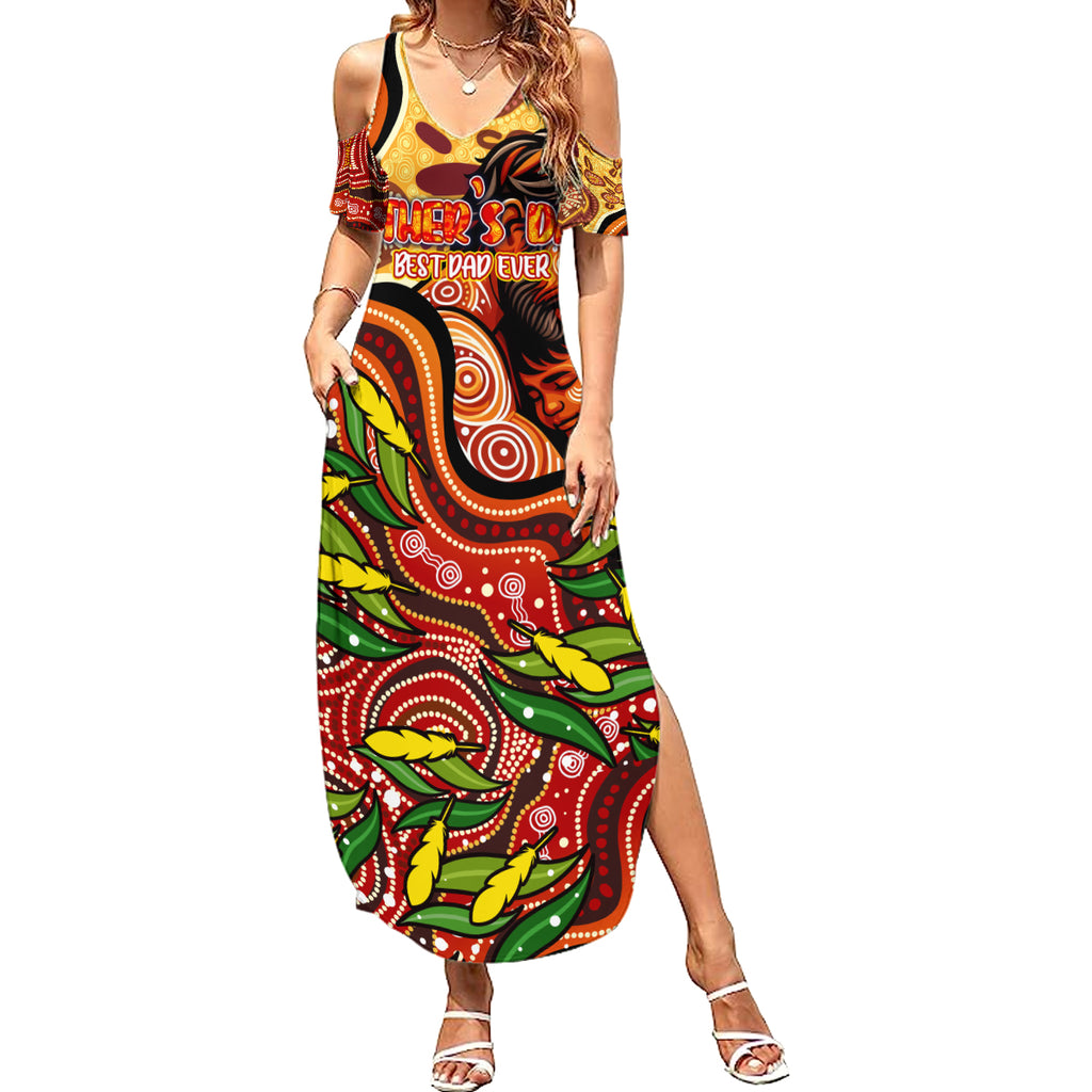 Custom Father's Day Australia Summer Maxi Dress Best Dad Ever Aboriginal Art