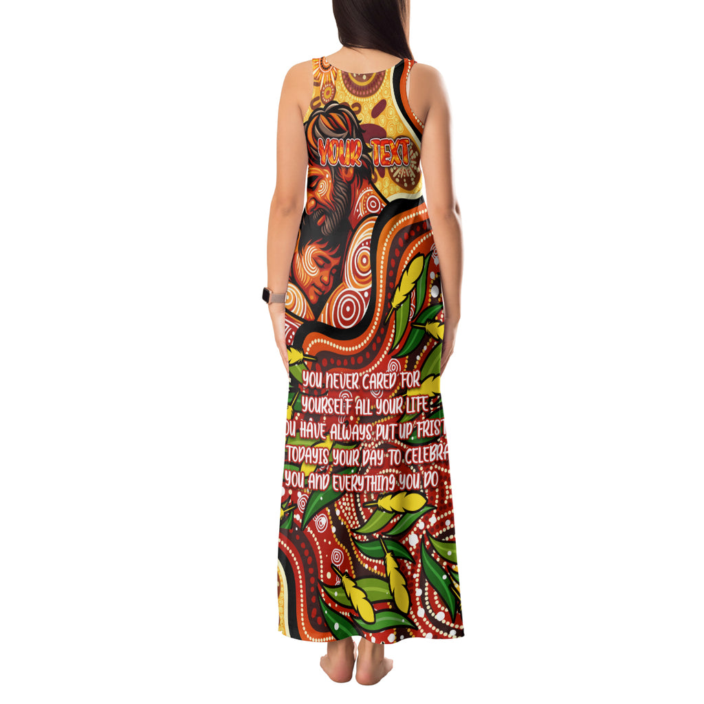 Custom Father's Day Australia Tank Maxi Dress Best Dad Ever Aboriginal Art