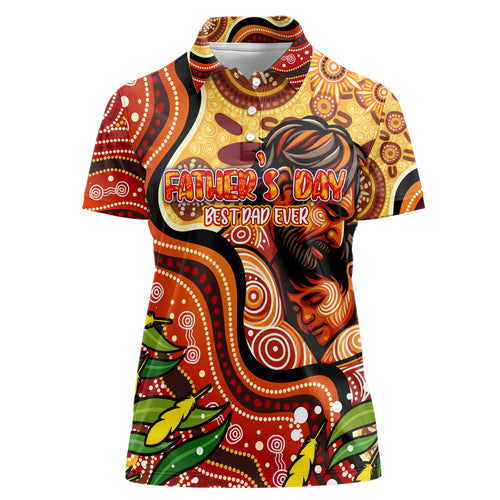 Custom Father's Day Australia Women Polo Shirt Best Dad Ever Aboriginal Art