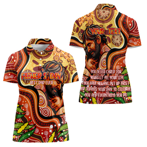 Custom Father's Day Australia Women Polo Shirt Best Dad Ever Aboriginal Art