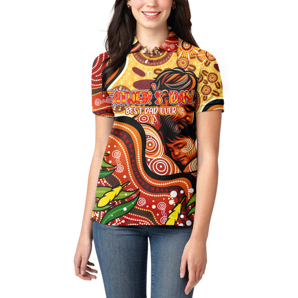 Custom Father's Day Australia Women Polo Shirt Best Dad Ever Aboriginal Art