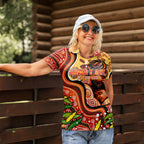 Custom Father's Day Australia Women Polo Shirt Best Dad Ever Aboriginal Art