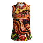 Custom Father's Day Australia Women Sleeveless Polo Shirt Best Dad Ever Aboriginal Art