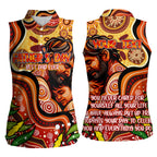 Custom Father's Day Australia Women Sleeveless Polo Shirt Best Dad Ever Aboriginal Art