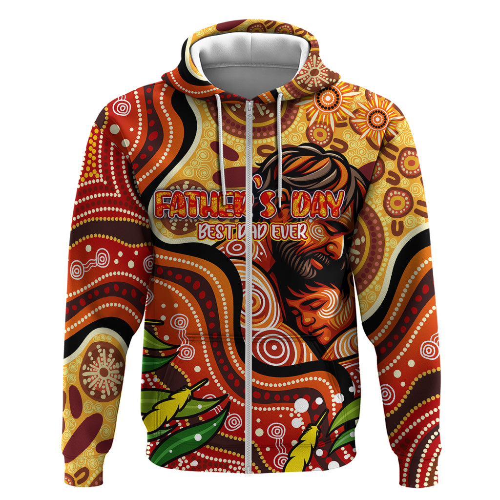 Custom Father's Day Australia Zip Hoodie Best Dad Ever Aboriginal Art