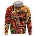 Custom Father's Day Australia Zip Hoodie Best Dad Ever Aboriginal Art