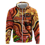 Custom Father's Day Australia Zip Hoodie Best Dad Ever Aboriginal Art