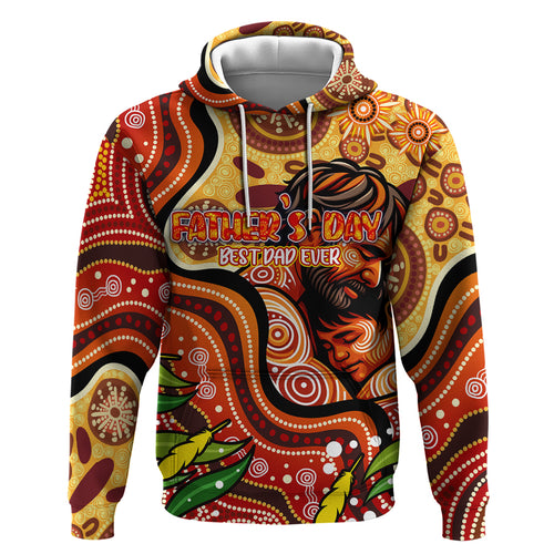 Custom Father's Day Australia Zip Hoodie Best Dad Ever Aboriginal Art