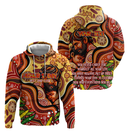 Custom Father's Day Australia Zip Hoodie Best Dad Ever Aboriginal Art