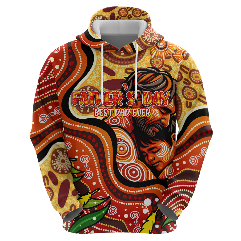 Custom Father's Day Australia Zip Hoodie Best Dad Ever Aboriginal Art