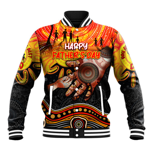 Personalised Happy Father's Day Baseball Jacket Best Dad Australia Aboriginal