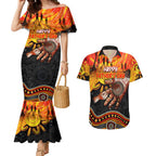 Personalised Happy Father's Day Couples Matching Mermaid Dress and Hawaiian Shirt Best Dad Australia Aboriginal