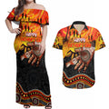 Personalised Happy Father's Day Couples Matching Off Shoulder Maxi Dress and Hawaiian Shirt Best Dad Australia Aboriginal
