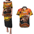 Personalised Happy Father's Day Couples Matching Puletasi and Hawaiian Shirt Best Dad Australia Aboriginal