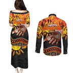 Personalised Happy Father's Day Couples Matching Puletasi and Long Sleeve Button Shirt Best Dad Australia Aboriginal