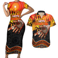 Personalised Happy Father's Day Couples Matching Short Sleeve Bodycon Dress and Hawaiian Shirt Best Dad Australia Aboriginal