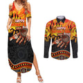 Personalised Happy Father's Day Couples Matching Summer Maxi Dress and Long Sleeve Button Shirt Best Dad Australia Aboriginal