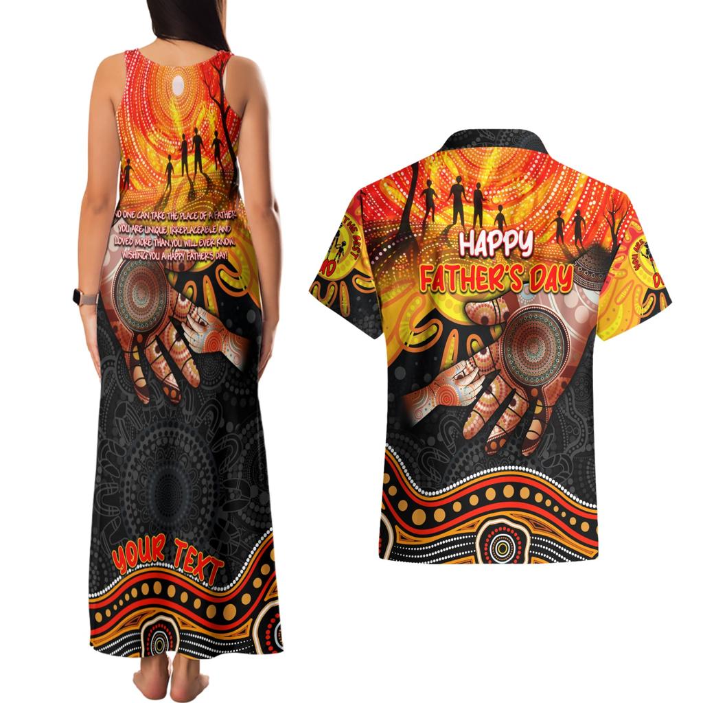 Personalised Happy Father's Day Couples Matching Tank Maxi Dress and Hawaiian Shirt Best Dad Australia Aboriginal