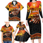 Personalised Happy Father's Day Family Matching Long Sleeve Bodycon Dress and Hawaiian Shirt Best Dad Australia Aboriginal