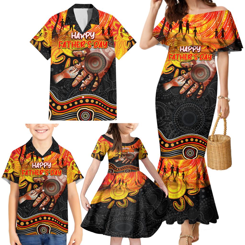 Personalised Happy Father's Day Family Matching Mermaid Dress and Hawaiian Shirt Best Dad Australia Aboriginal