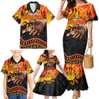Personalised Happy Father's Day Family Matching Mermaid Dress and Hawaiian Shirt Best Dad Australia Aboriginal