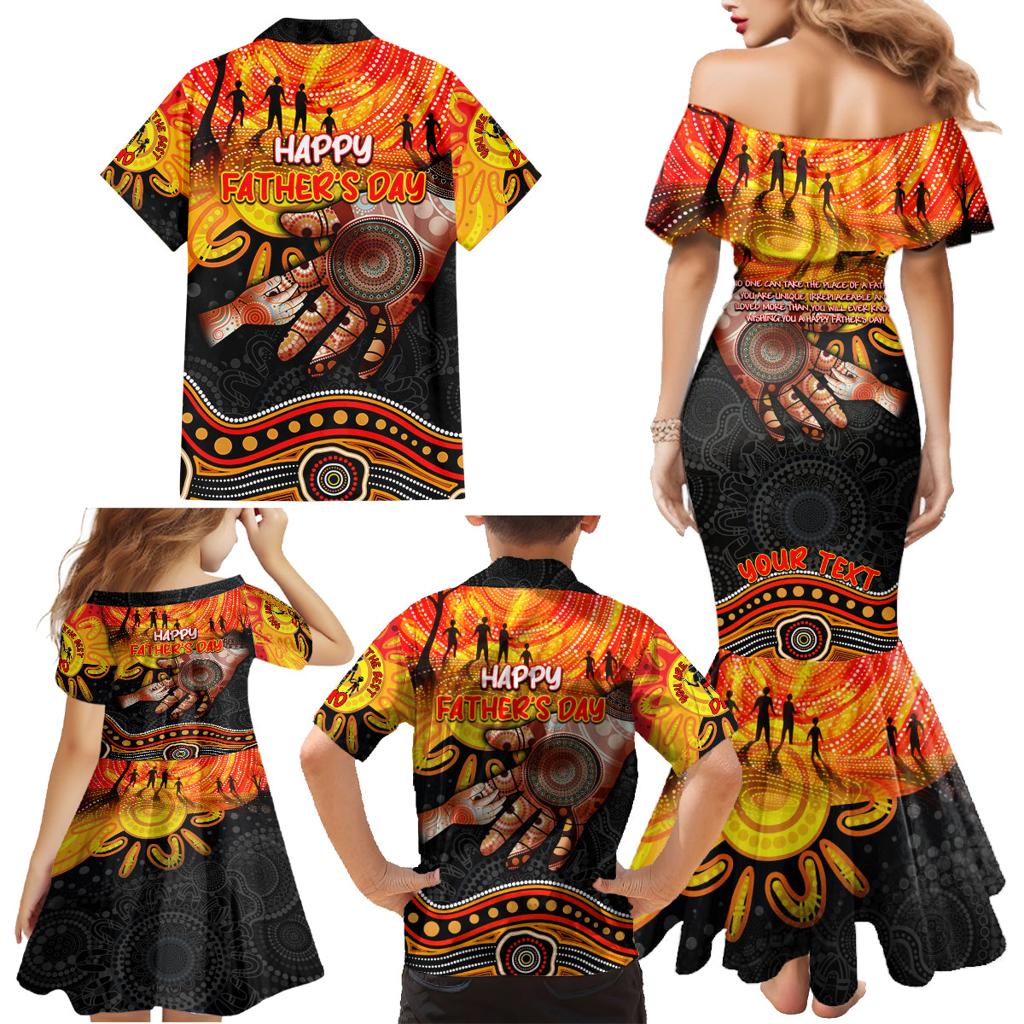Personalised Happy Father's Day Family Matching Mermaid Dress and Hawaiian Shirt Best Dad Australia Aboriginal