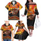 Personalised Happy Father's Day Family Matching Off The Shoulder Long Sleeve Dress and Hawaiian Shirt Best Dad Australia Aboriginal