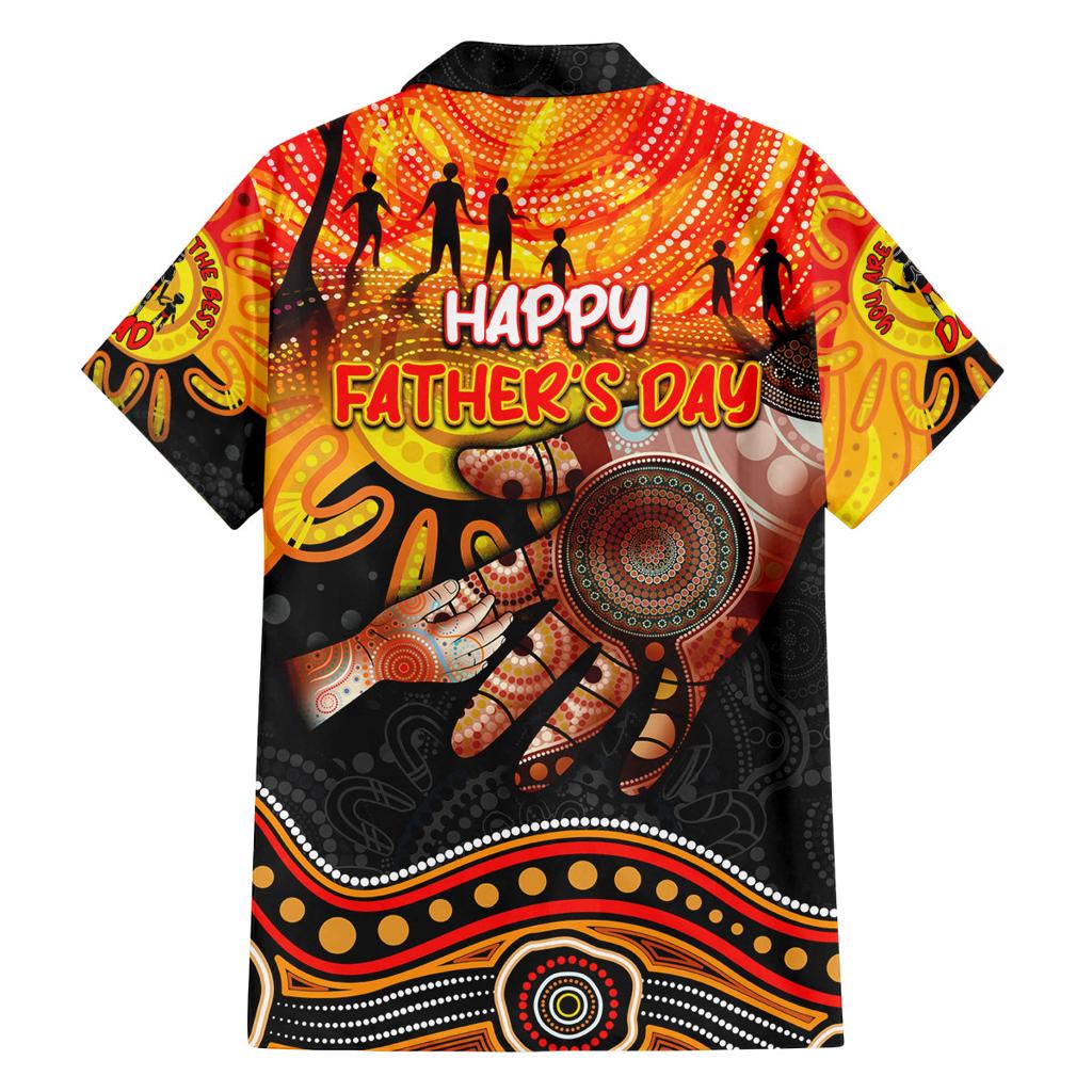 Personalised Happy Father's Day Family Matching Off The Shoulder Long Sleeve Dress and Hawaiian Shirt Best Dad Australia Aboriginal