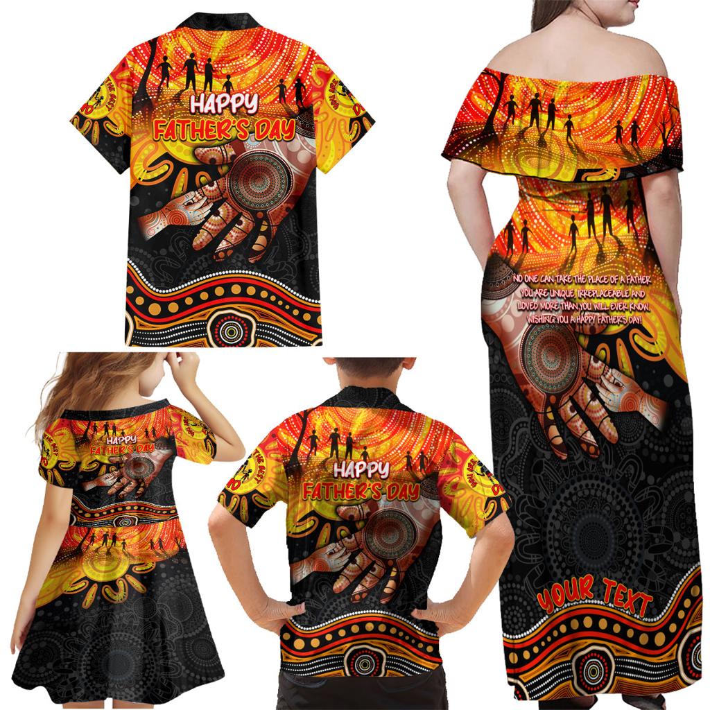 Personalised Happy Father's Day Family Matching Off Shoulder Maxi Dress and Hawaiian Shirt Best Dad Australia Aboriginal