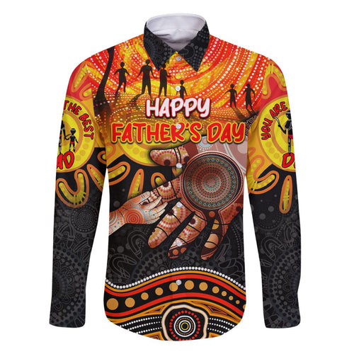 Personalised Happy Father's Day Family Matching Off Shoulder Maxi Dress and Hawaiian Shirt Best Dad Australia Aboriginal