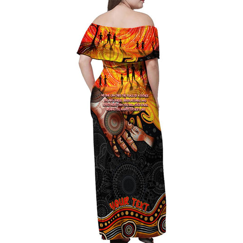 Personalised Happy Father's Day Family Matching Off Shoulder Maxi Dress and Hawaiian Shirt Best Dad Australia Aboriginal