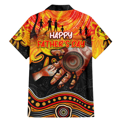 Personalised Happy Father's Day Family Matching Off Shoulder Short Dress and Hawaiian Shirt Best Dad Australia Aboriginal