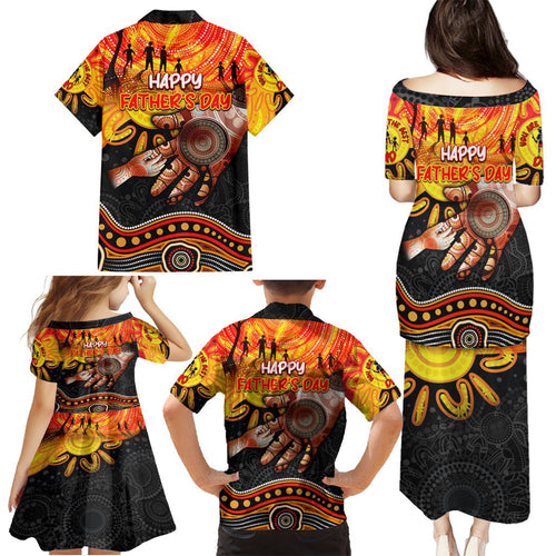 Personalised Happy Father's Day Family Matching Puletasi and Hawaiian Shirt Best Dad Australia Aboriginal