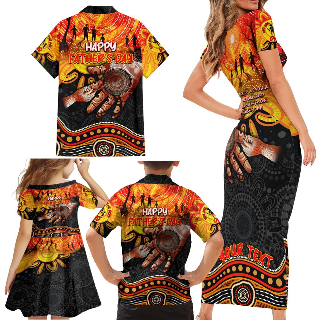 Personalised Happy Father's Day Family Matching Short Sleeve Bodycon Dress and Hawaiian Shirt Best Dad Australia Aboriginal